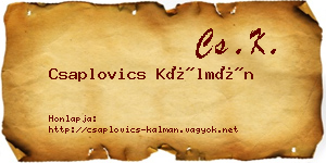 Csaplovics Kálmán névjegykártya